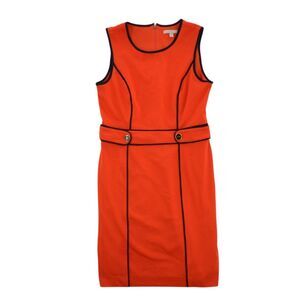 Banana Republic Sz 8 Dress 60s Sheath Dress Orange Contrast Trim Sleeveless